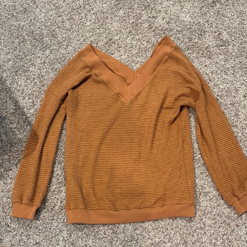 Elegant V-Neck Sweater in Rich Brown